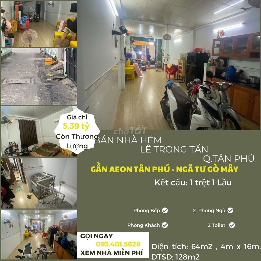 HIẾM-Bán nhà HXH Lê Trọng Tấn 64m2, 1Lầu, 5.39tỷ