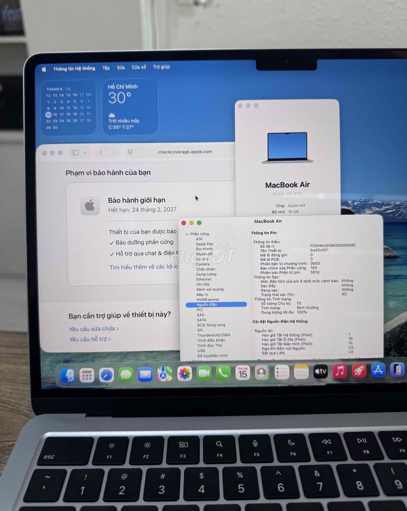 Macbook Air M4 13" 16/512GB Likenew BH 2/2027. Mua bán Laptop tại Quận Tân Bình Tp Hồ Chí Minh được đăng bởi ĐỒ MỚI GIÁ CŨ hình 1