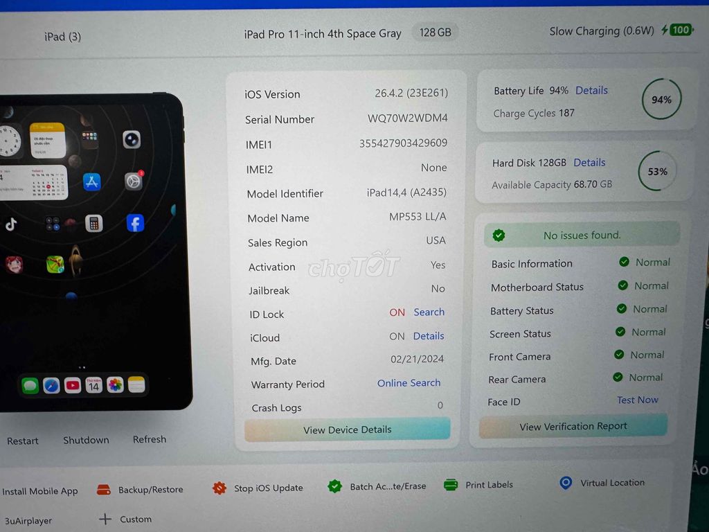 Apple iPad Pro M2 11 inch 128GB 5G. Mua bán Máy tính bảng tại Quận Tân Phú Tp Hồ Chí Minh được đăng bởi Lương Tiến Dương hình 1