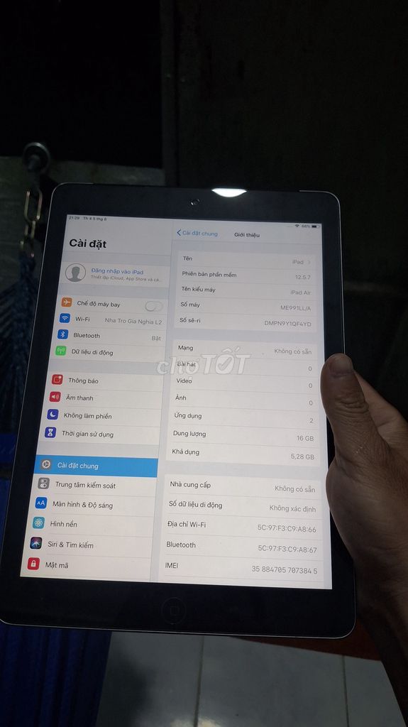 Apple iPad Air 16GB Xám. Mua bán Máy tính bảng tại Thành phố Thuận An Bình Dương được đăng bởi Thang Hồ hình 1