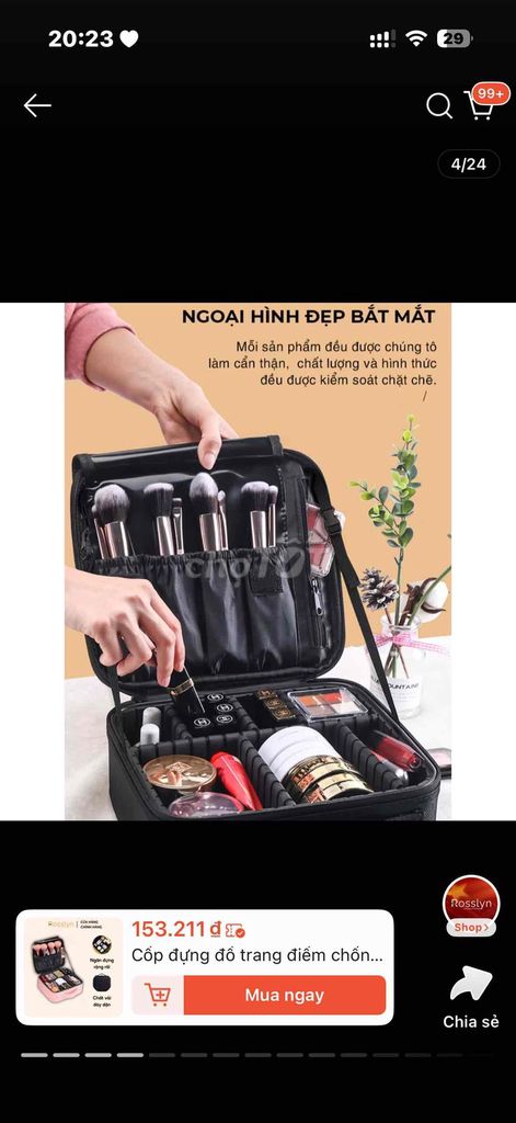 Cốp trang điểm Nữ Đen Nhỏ gọn. Mua bán Phụ kiện thời trang khác tại Quận 8 Tp Hồ Chí Minh được đăng bởi Thảo My hình 1
