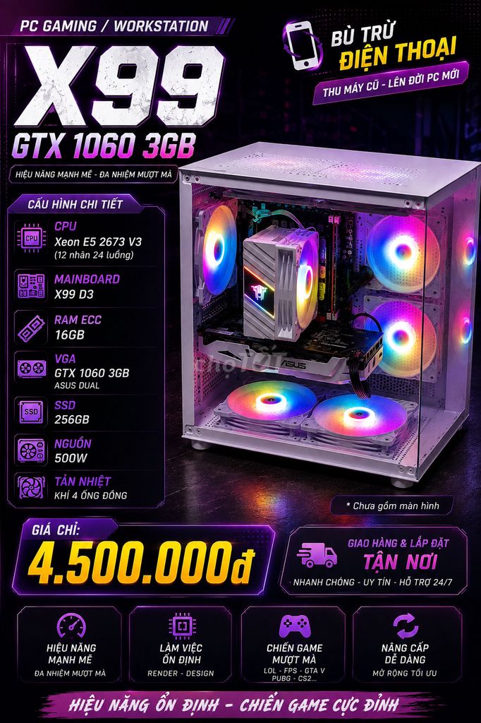 PC X99 GTX 1060 3G RAM 16GB SSD 256GB có GL đthoai. Mua bán Máy tính để bàn tại Quận Ninh Kiều Cần Thơ được đăng bởi ten hình 1