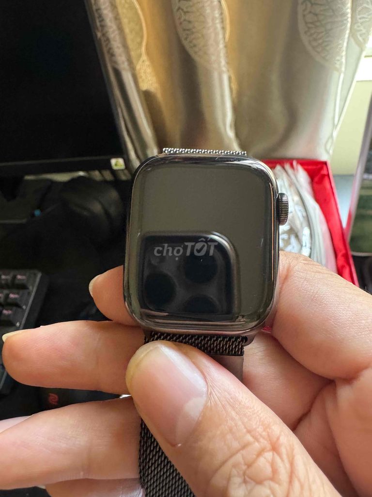 apple watch s7 41mm thép đen esim dây Milan zin