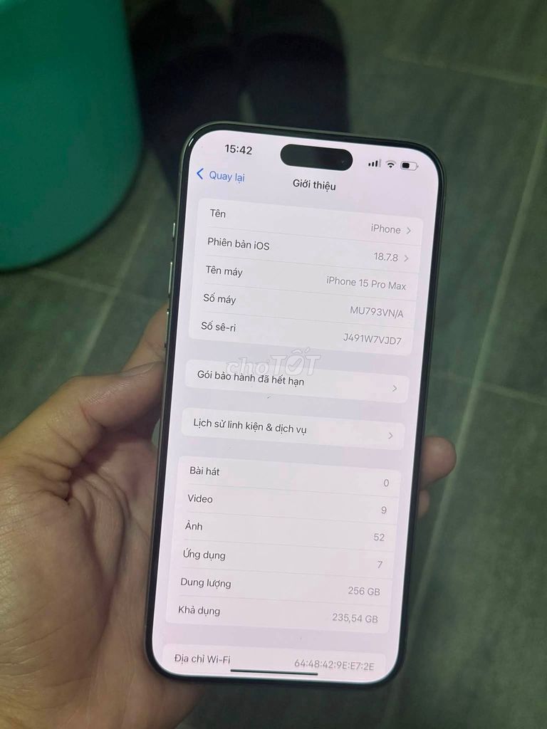 Apple iPhone 15 Pro Max 256GB Xám 83%. Mua bán Điện thoại tại Quận 5 Tp Hồ Chí Minh được đăng bởi Hội Đồ Điện Tử hình 1