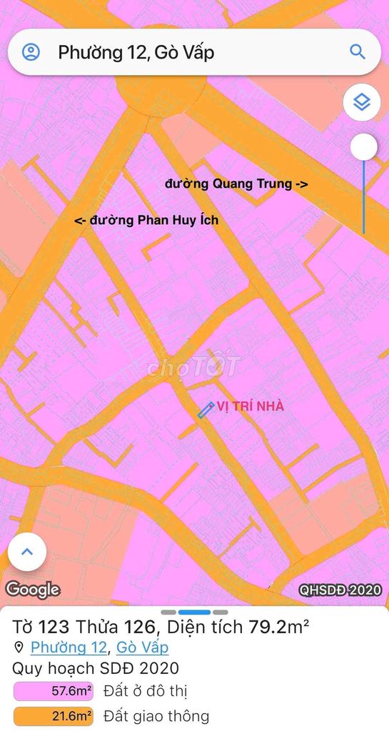 NHÀ Ở 59,6m2 - Hẻm448 Phan Huy Ích, GV