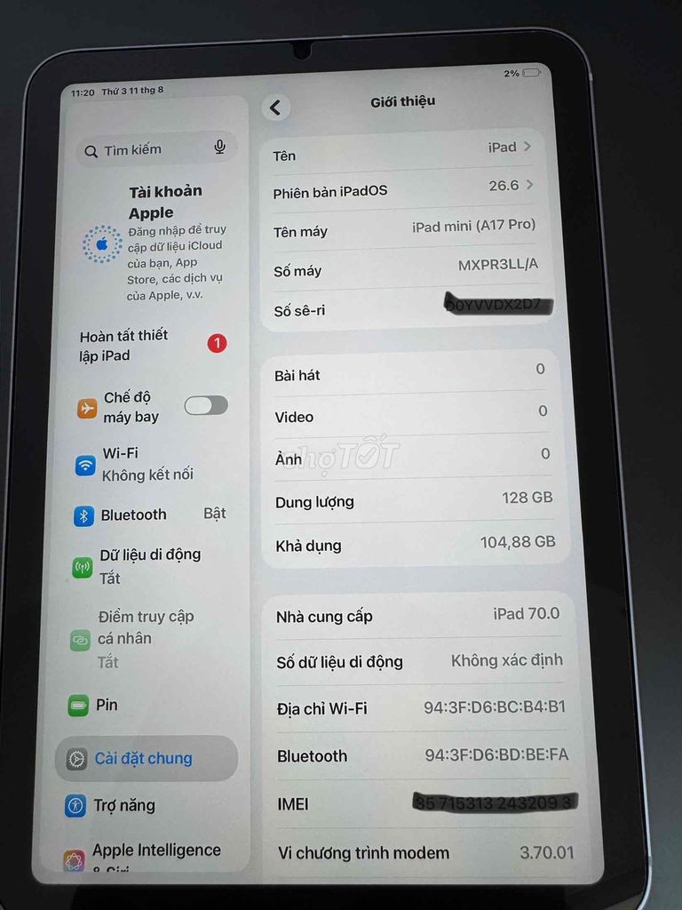 Apple iPad mini (A17 Pro) 128GB Wifi + 5G Xám. Mua bán Máy tính bảng tại Quận Sơn Trà Đà Nẵng được đăng bởi Pham khac huy hình 1