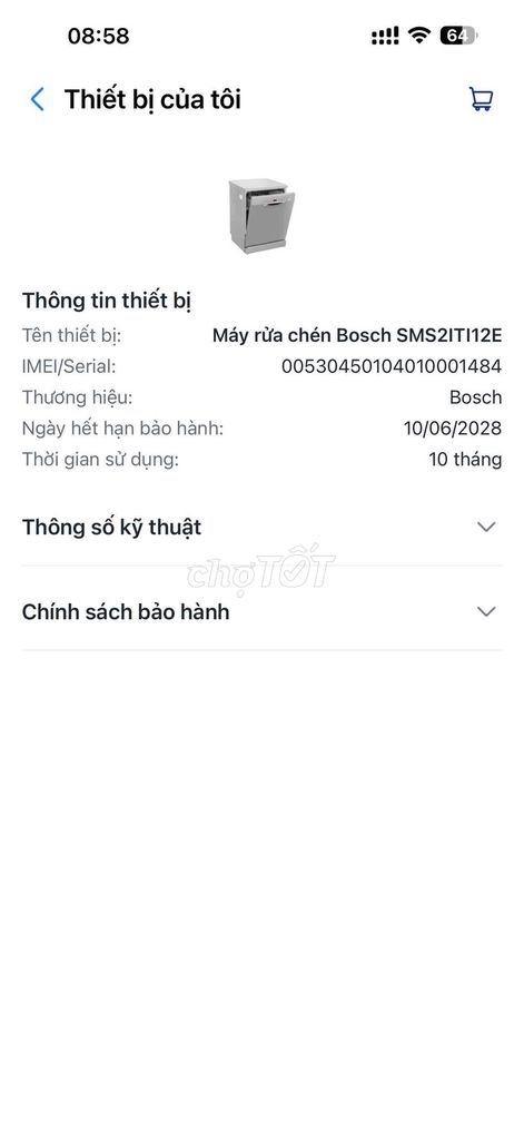 Máy rửa chén Bosch SMS2ITI12E. Mua bán Bếp, lò, đồ điện nhà bếp tại Huyện Tuy Phong Bình Thuận được đăng bởi Phạm văn Hiên hình 1