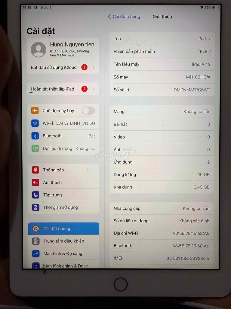 Apple iPad Air 2 16GB Vàng. Mua bán Máy tính bảng tại Huyện Đức Trọng Lâm Đồng được đăng bởi tiến hùng hình 1