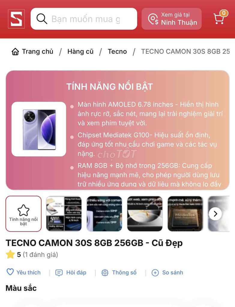 Tecno Camon 30S 256GB. Mua bán Điện thoại tại Thành phố Thủ Dầu Một Bình Dương được đăng bởi Thông Nguyễn hình 1