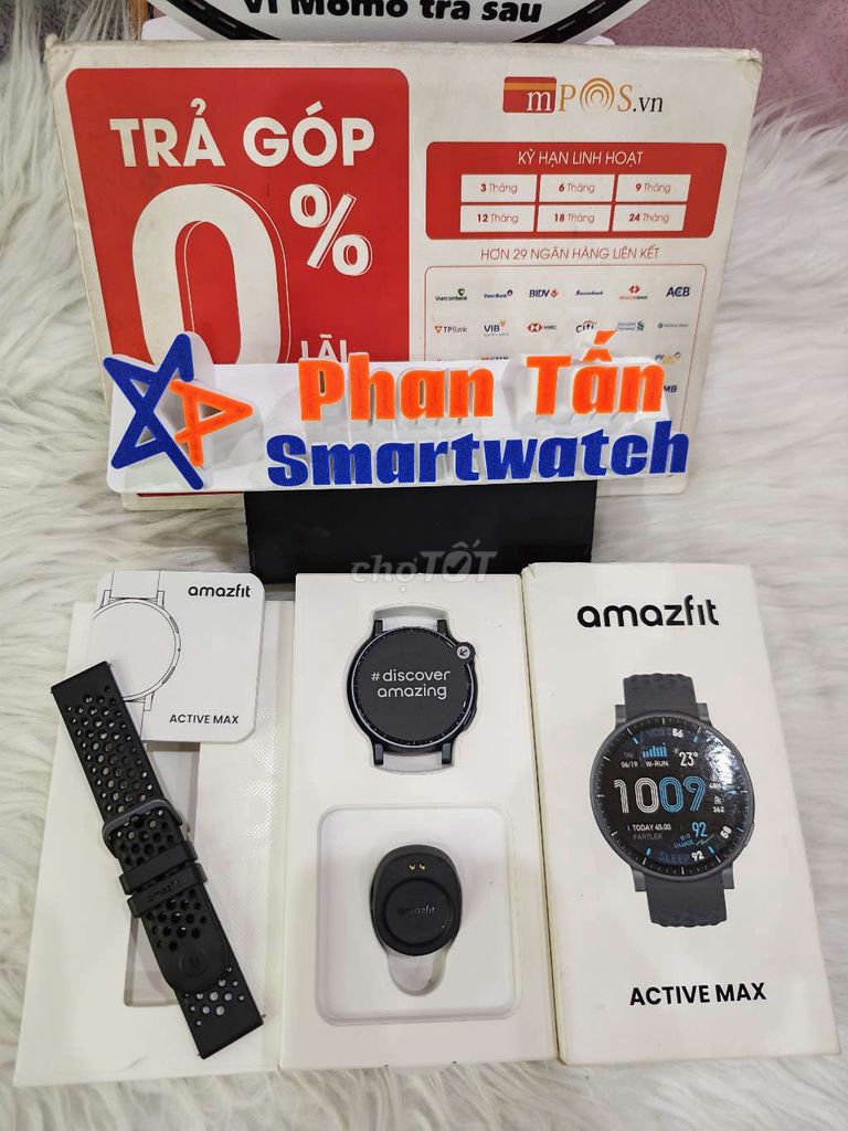 Amazfit Active Max Black bh 22/4/2027 full box . Mua bán Thiết bị đeo thông minh tại Quận Tân Phú Tp Hồ Chí Minh được đăng bởi Phan Tấn SmartWatch hình 1
