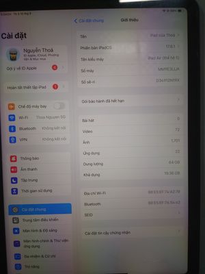 iPad air 5 wifi 64G xanh dương .bị vỡ vân tay