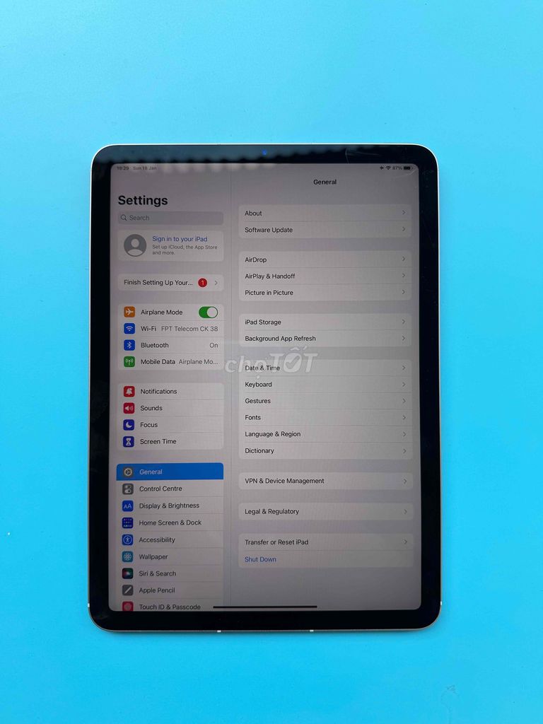 iPad Air 4 64GB - 4G - Đẹp, Sky Blue. Mua bán Máy tính bảng tại Huyện Hoài Đức Hà Nội được đăng bởi Mboss Mobile hình 1