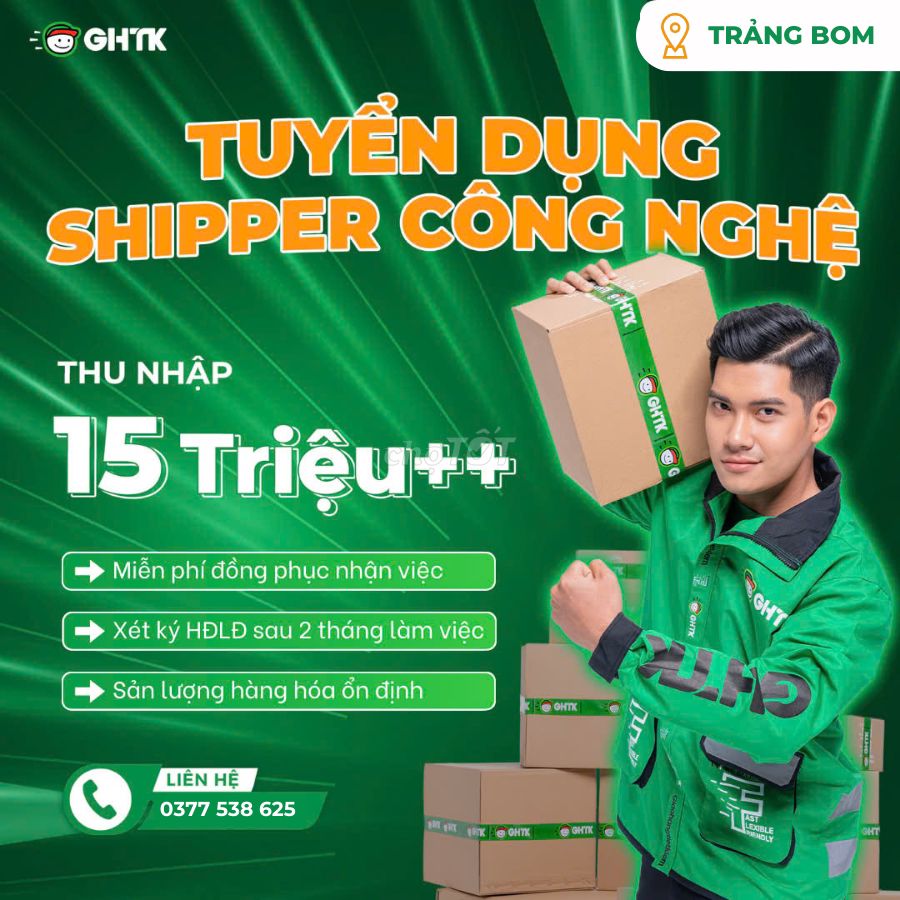 TRẢNG BOM tuyển SHIPPER lương lên tới 13trieu+++