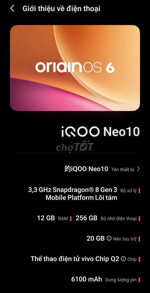 iQOO Neo10 256GB Trắng. Mua bán Điện thoại tại Quận Hải Châu Đà Nẵng được đăng bởi Hiếu Nguyễn hình 1