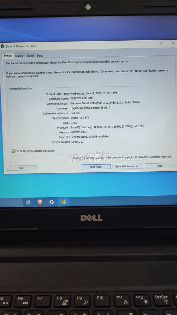Dell Vostro15-3572 /15.6''/ram8G/SSD128G/HDD 1T. Mua bán Laptop tại Quận Thanh Xuân Hà Nội được đăng bởi Chí Nguyễn hình 1