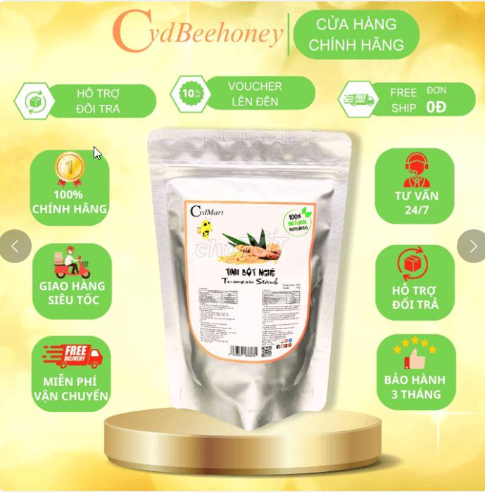 TINH BỘT NGHỆ 500G - CVDBEEHONEY. Mua bán Đồ ăn, thực phẩm và các loại khác tại Quận Hoàng Mai Hà Nội được đăng bởi Siêu thị Anh Tú 88 hình 1