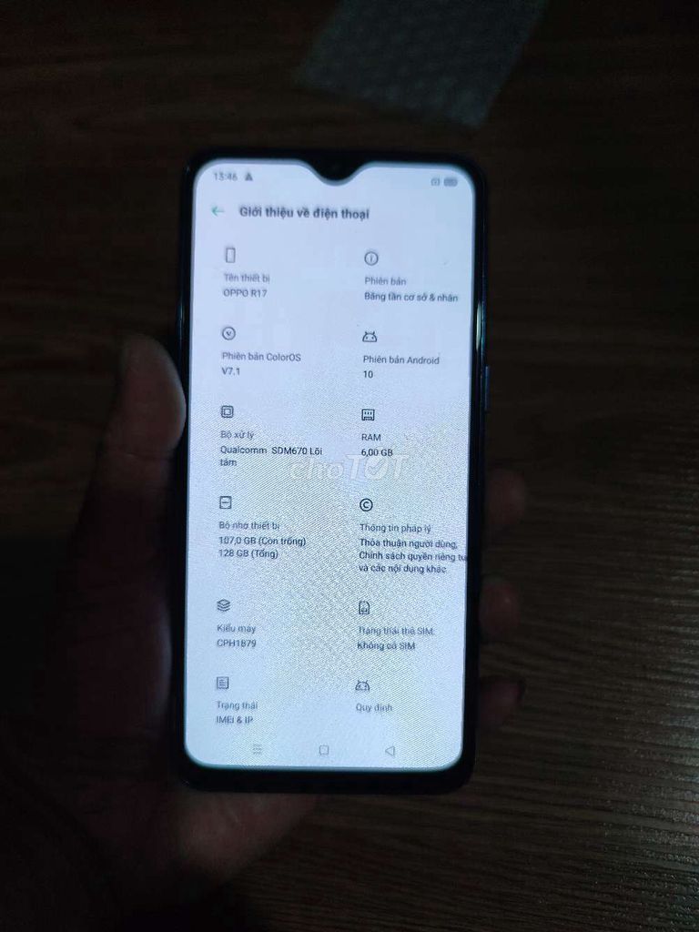 Oppo r17 ram 6/128 vân tay trongmàn Snapdragon 670