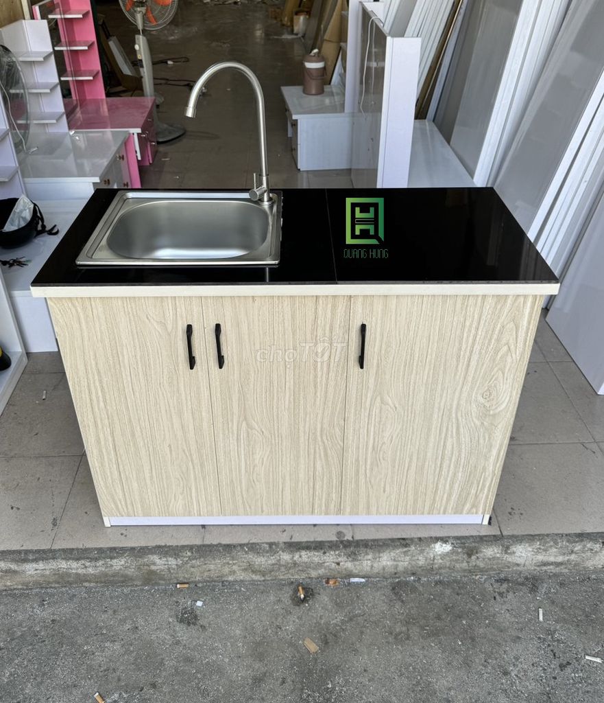 Tủ bếp mini Nhựa Đài Loan Vân gỗ 80x45x81cm. Mua bán Tủ, kệ gia đình tại Thị xã Tân Uyên Bình Dương được đăng bởi Nội Thất Quang Hùng TD hình 1
