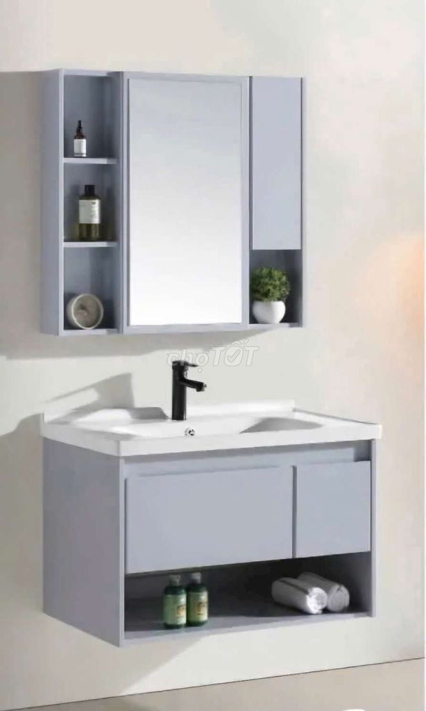 Combo tủ lavabo nhựa composit kèm vòi xả 80x48cm