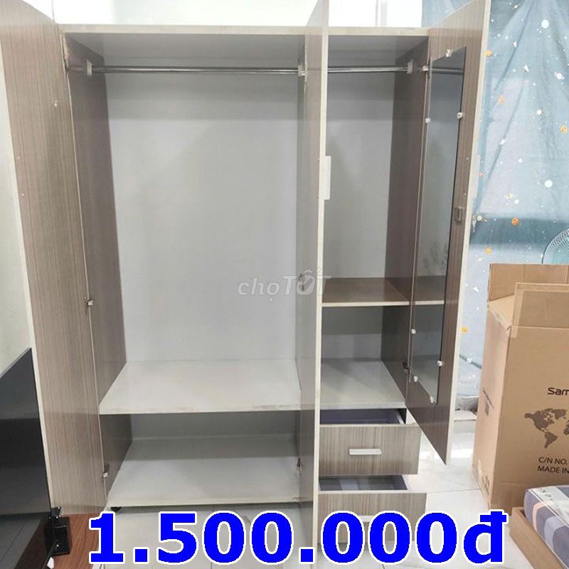 Tủ Quần Áo Gỗ Công Nghiệp Vân Gỗ 1m6 Mới 90%. Mua bán Tủ, kệ gia đình tại Quận 4 Tp Hồ Chí Minh được đăng bởi MrCường hình 1