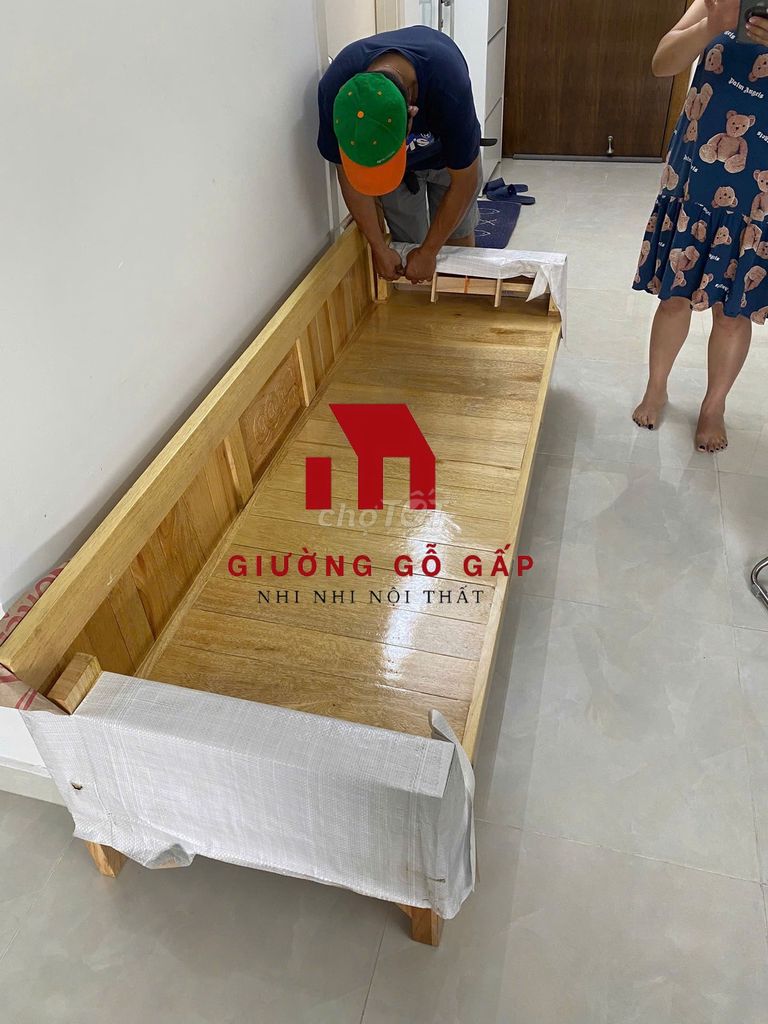 Giường Gỗ Sồi Vàng Gỗ 1m2 Gấp Gọn. Mua bán Giường, chăn ga gối nệm tại Quận 4 Tp Hồ Chí Minh được đăng bởi Nhi Nội Thất Nhựa Giá Xưởng  hình 1