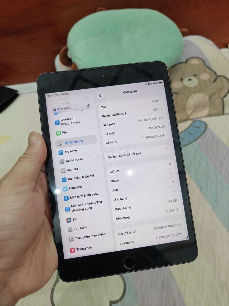 Apple iPad mini 5 Wifi 64GB Xám Like New. Mua bán Máy tính bảng tại Thành phố Bảo Lộc Lâm Đồng được đăng bởi Trần Hiếu hình 1