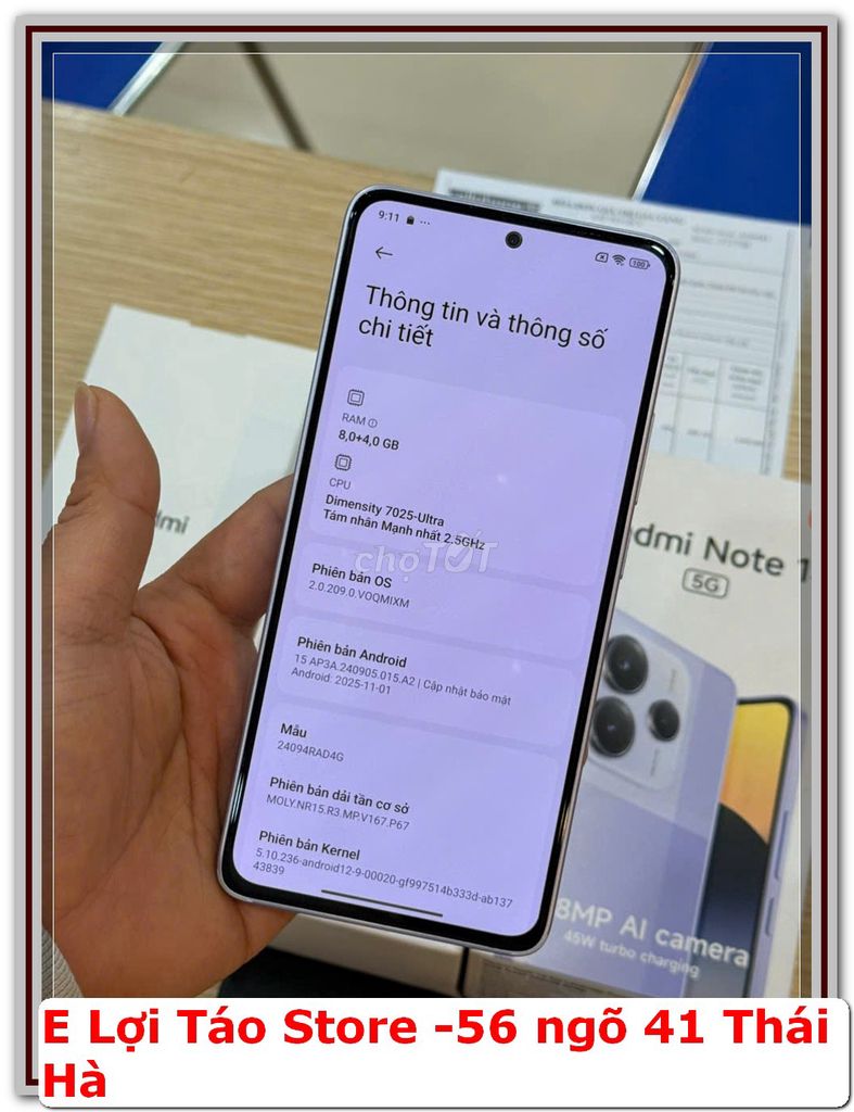 E bán lại Xiaomi Redmi Note 14 5G 8GB/256GB Tím. Mua bán Điện thoại tại Quận Đống Đa Hà Nội được đăng bởi Nguyễn Tiến Lợi hình 1