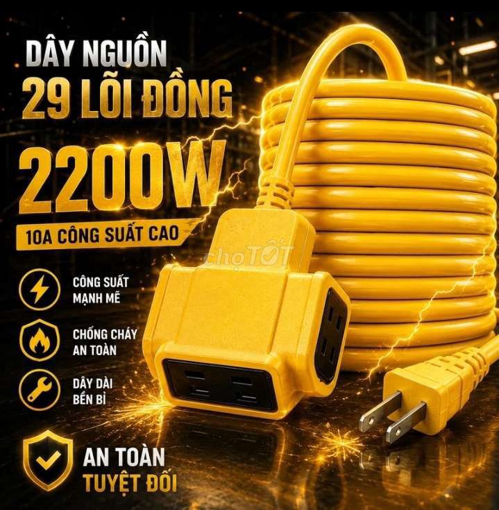 Dây nối dài Đồng PVC 2200W 10A. Mua bán Phụ kiện (Màn hình, Chuột...) tại Thị xã An Nhơn Bình Định được đăng bởi Phan Minh Phụng  hình 1
