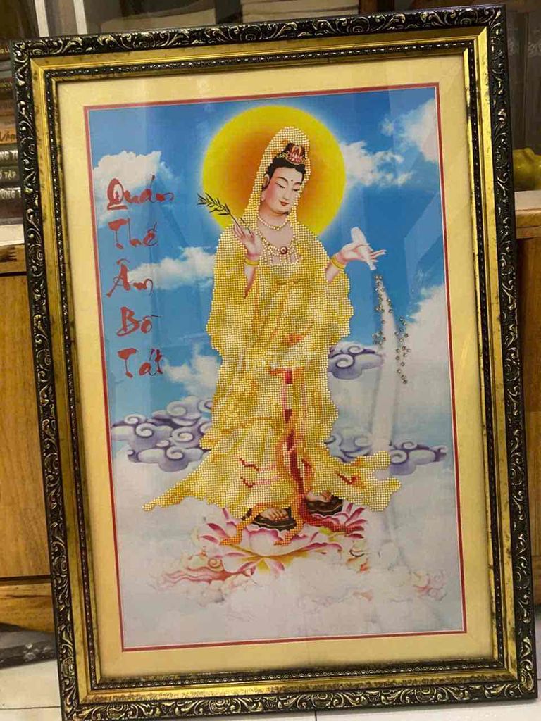 Tranh thờ Quan Thế Âm Bồ Tát khung gỗ. Mua bán Đồ sưu tầm, đồ cổ tại Quận Bình Tân Tp Hồ Chí Minh được đăng bởi Phan Phước Hiền hình 1