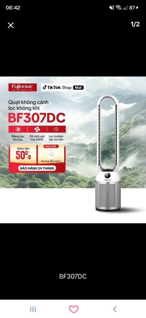 Quạt không cánh FujiHOME BF307DC Trắng Mới 99%. Mua bán Quạt tại Thành phố Rạch Giá Kiên Giang được đăng bởi bao anh hình 1