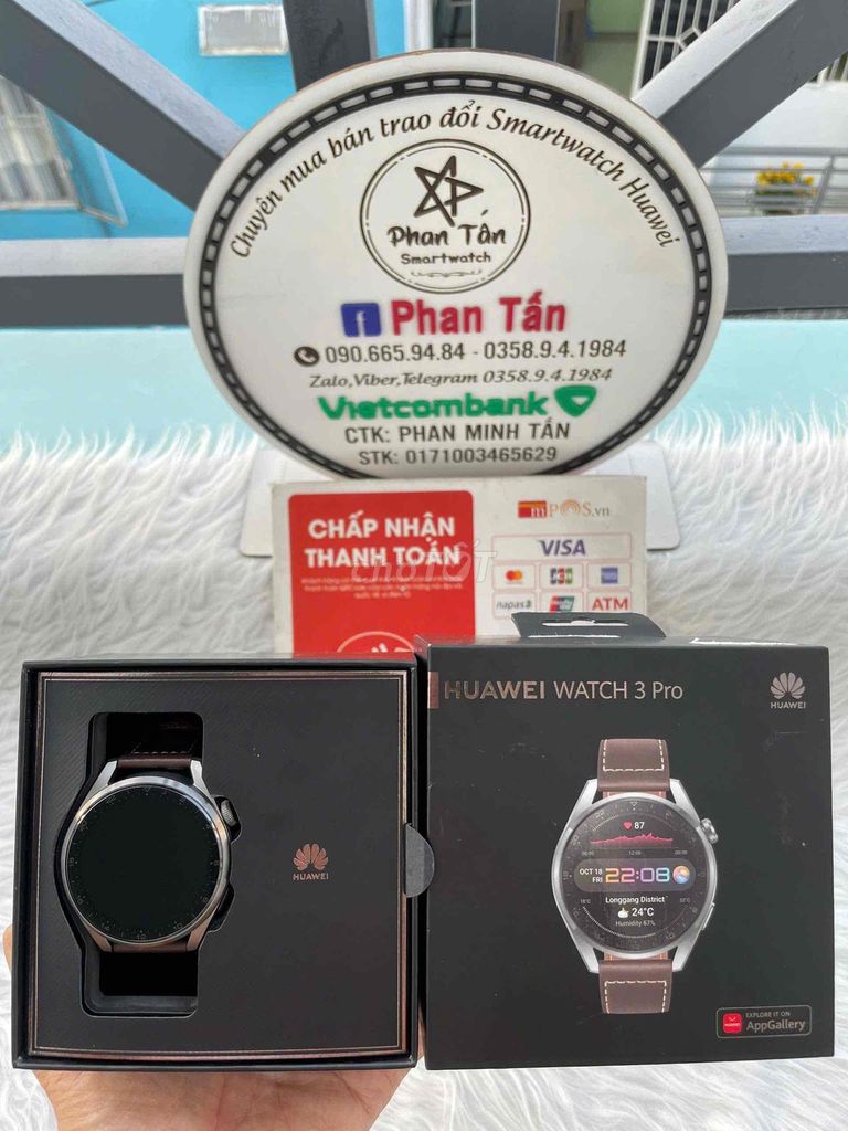 Huawei Watch 3 pro (có hỗ trợ esim) bản dây da