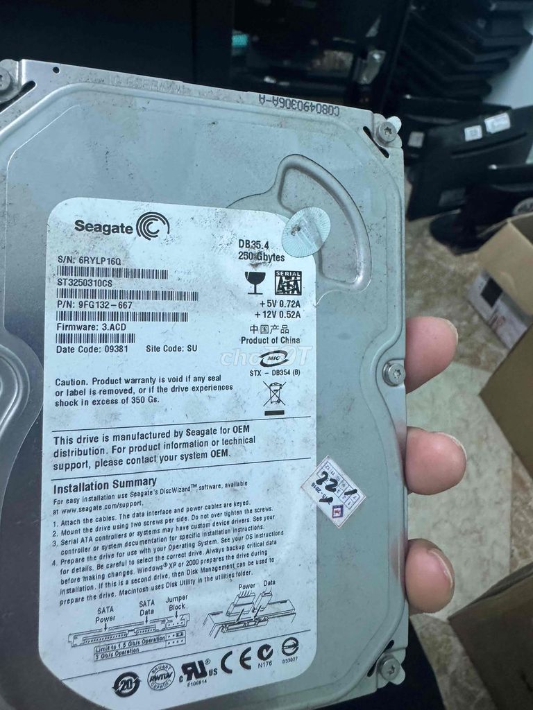 SLL Ổ cứng HDD Seagate 250GB SATA. Mua bán Linh kiện (RAM, Card...) tại Quận Ninh Kiều Cần Thơ được đăng bởi LAPTOP PC  LINH KIỆN PHỤ KIỆN CŨ MỚI hình 1