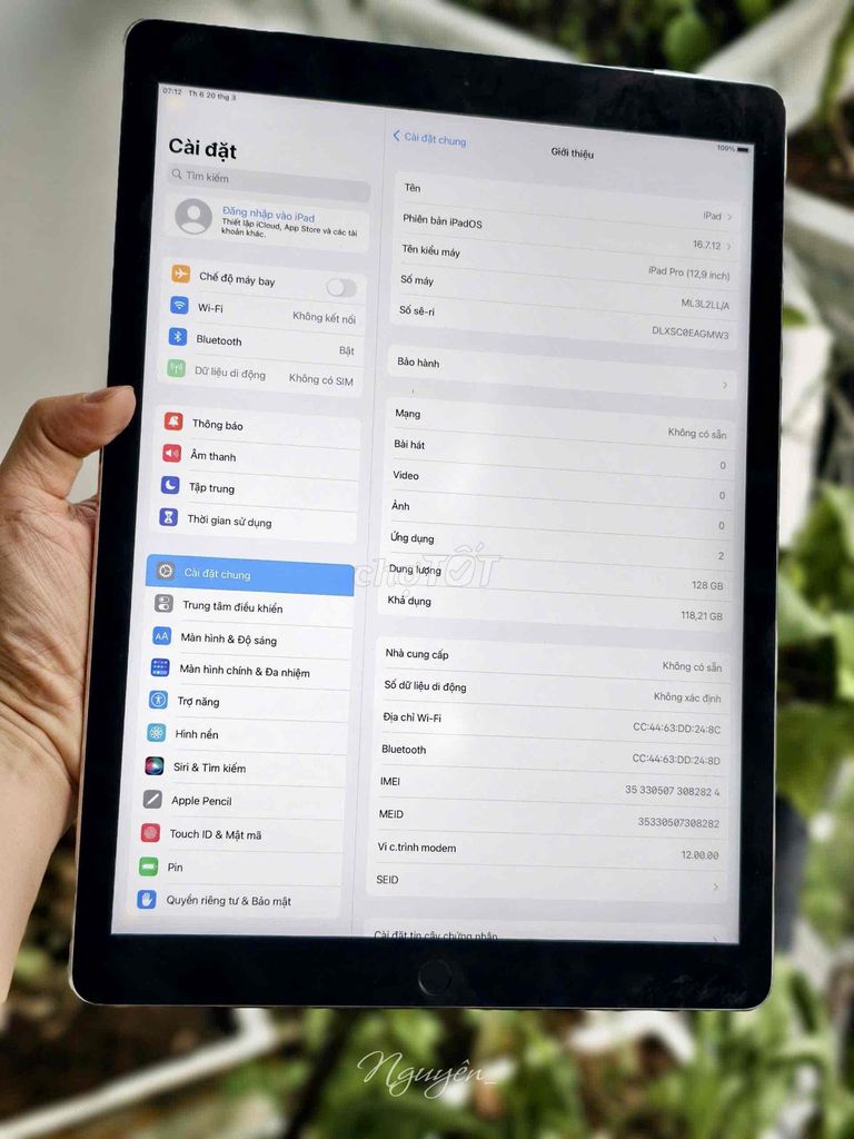 Apple iPad Pro 12.9 Gen1 4G 128GB. Mua bán Máy tính bảng tại Thành phố Thủ Đức Tp Hồ Chí Minh được đăng bởi Nguyên hình 1