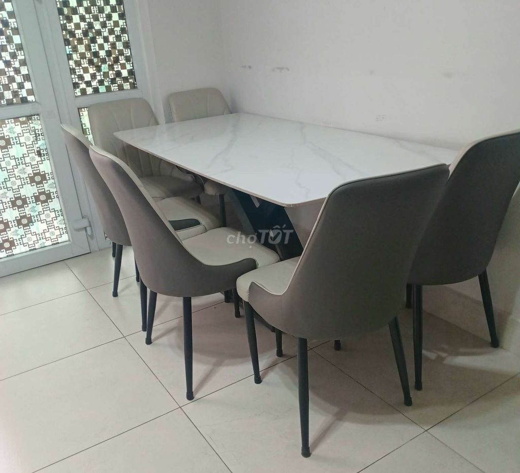 Bộ bàn ghế ăn Mặt đá Trắng, Nâu 6 ghế. Mua bán Bàn ghế tại Quận Bình Thạnh Tp Hồ Chí Minh được đăng bởi Lê Bình hình 1