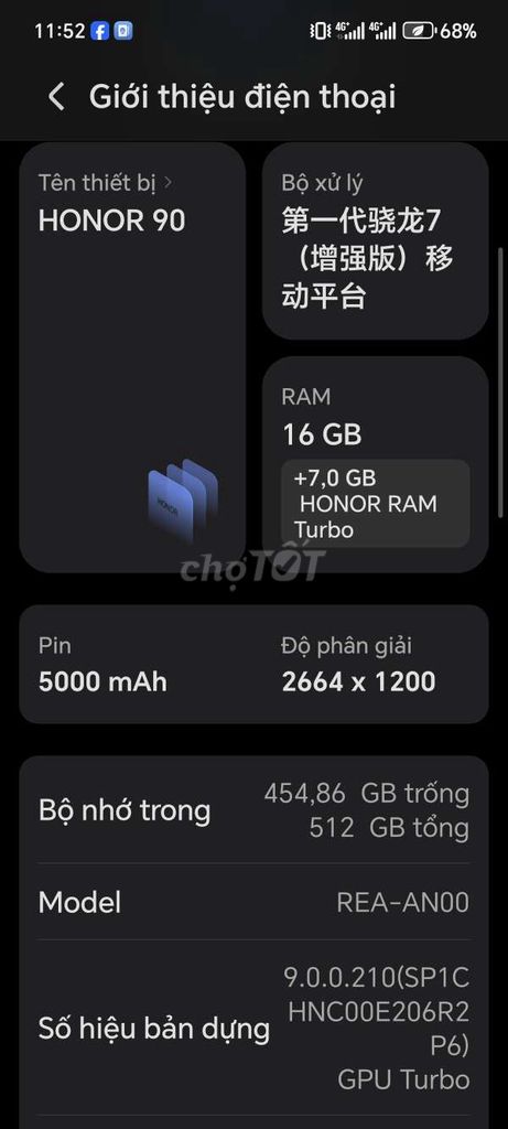 Honor 90 5G 512GB. Mua bán Điện thoại tại Thành phố Vũng Tàu Bà Rịa - Vũng Tàu được đăng bởi hân hình 1