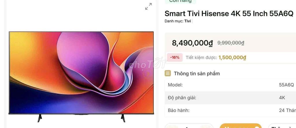 Tivi Hisense 55A6Q 4K 55 inch. Mua bán Tivi, Âm thanh tại Thành phố Thủ Đức Tp Hồ Chí Minh được đăng bởi Giá Rẻ Tại Kho hình 1