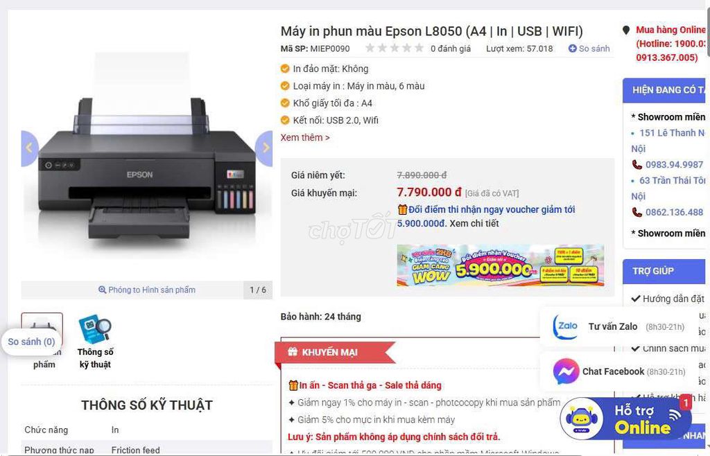 Máy in màu Epson L8050 Đen Wifi A4. Mua bán Đồ dùng văn phòng tại Thị xã Từ Sơn Bắc Ninh được đăng bởi Nguyễn Như Sơn hình 1