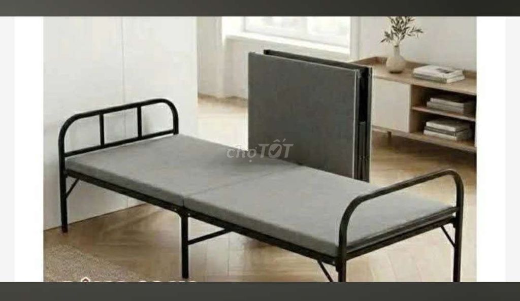 Giường xếp gọn Khung sắt Nệm Xám 80cm x 1m95. Mua bán Giường, chăn ga gối nệm tại Huyện Bình Chánh Tp Hồ Chí Minh được đăng bởi văn tâm châu hình 1