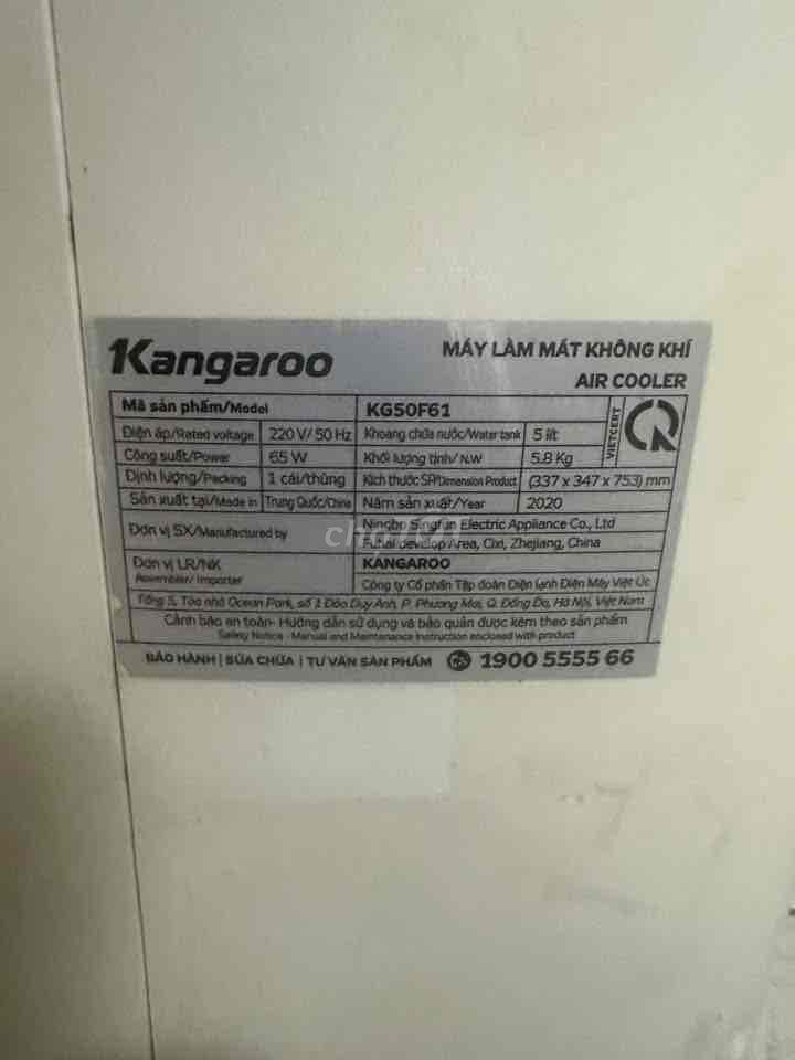 Quạt hơi nước Kangaroo KG50F61 5 lít trắng cũ