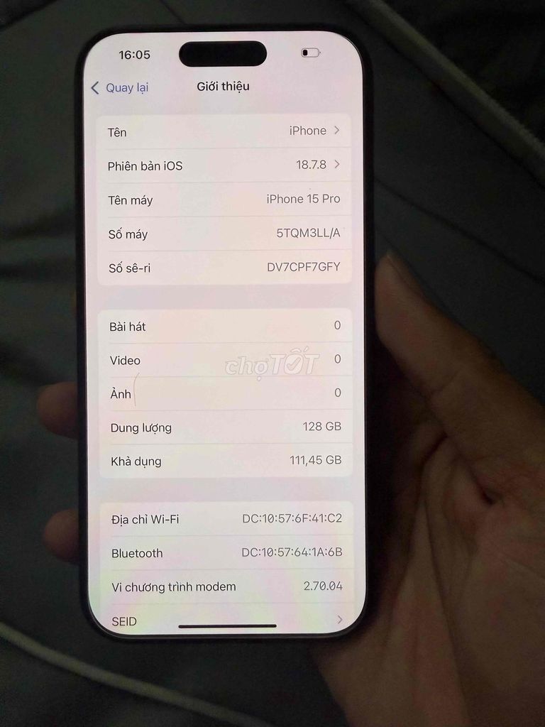 Apple iPhone 15 Pro 128GB Đen Mỹ 93%. Mua bán Điện thoại tại Quận Bình Thạnh Tp Hồ Chí Minh được đăng bởi chí trần hình 1