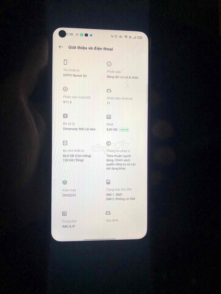 Oppo Reno 6 5G 128GB Xanh Đã qua sử dụng. Mua bán Điện thoại tại Quận 12 Tp Hồ Chí Minh được đăng bởi imlanglavang hình 1