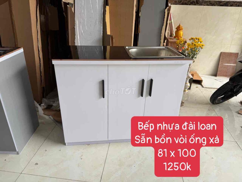 Tủ bếp nhựa Đài Loan trắng 81x100cm. Mua bán Tủ, kệ gia đình tại Quận 12 Tp Hồ Chí Minh được đăng bởi Nội Thất Gia Đình hình 1
