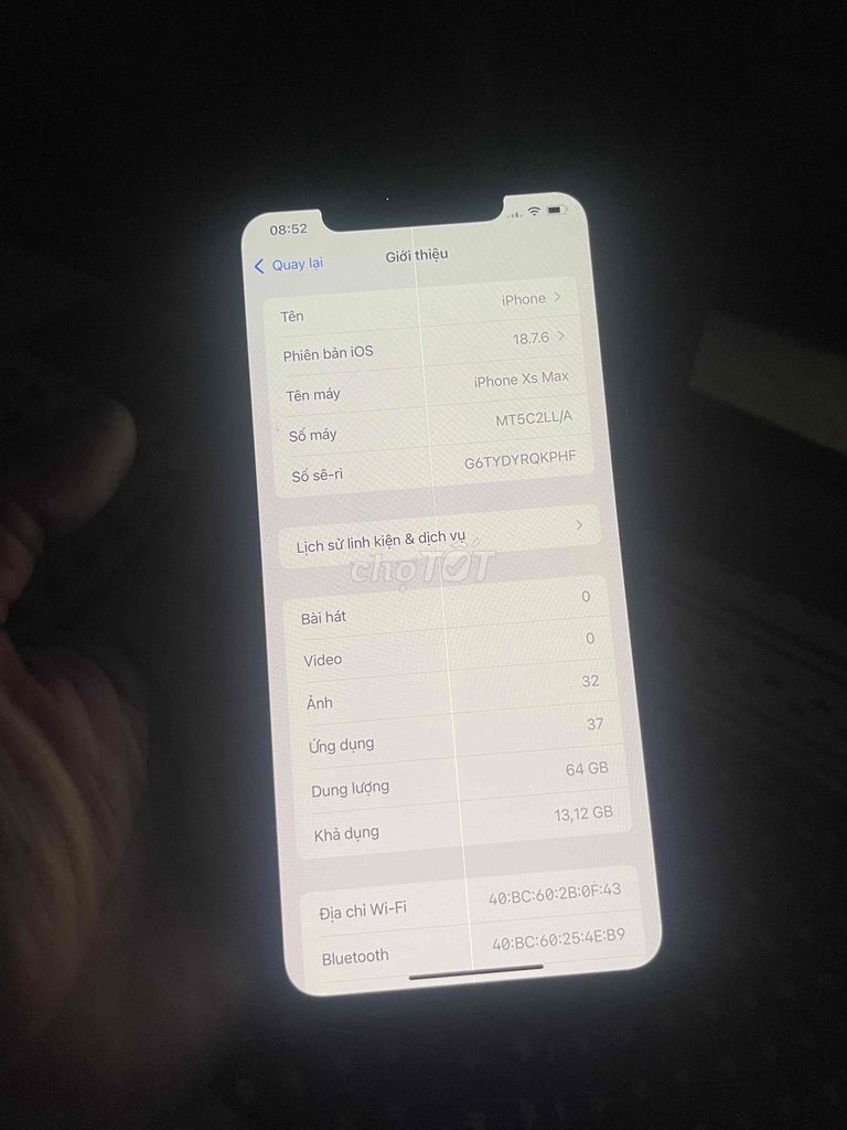 Apple iPhone Xs Max 64GB Trắng Sọc màn. Mua bán Điện thoại tại Huyện Củ Chi Tp Hồ Chí Minh được đăng bởi Khánh hình 1