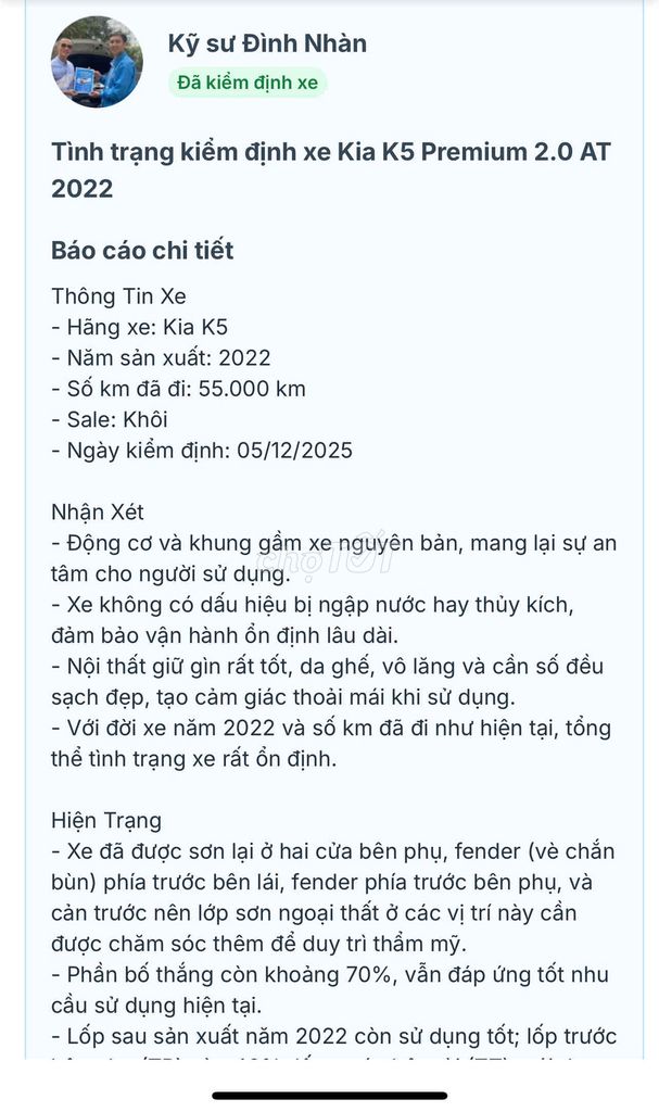 Kia K5 2022 Premium 2.0 AT 55.000 km. Mua bán Ô tô tại Quận Bình Tân Tp Hồ Chí Minh được đăng bởi Lê Thành hình 3