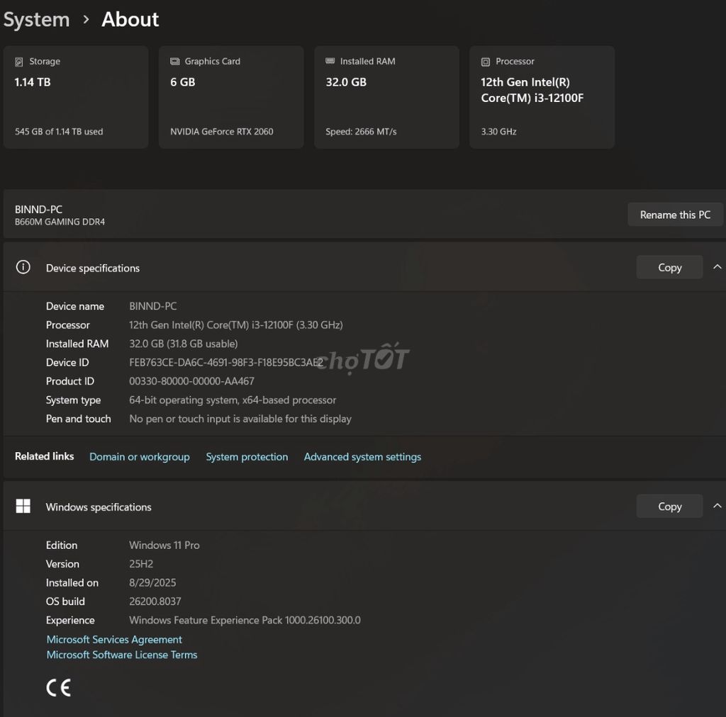 Gigabyte i3-12100F 32GB/1.14TB. Mua bán Máy tính để bàn tại Quận Liên Chiểu Đà Nẵng được đăng bởi Nguyễn Đăng Bin hình 1