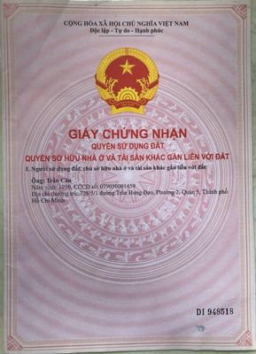 BÁN NHÀ QUẬN 5 CHÍNH CHỦ - TRUNG TÂM HCM