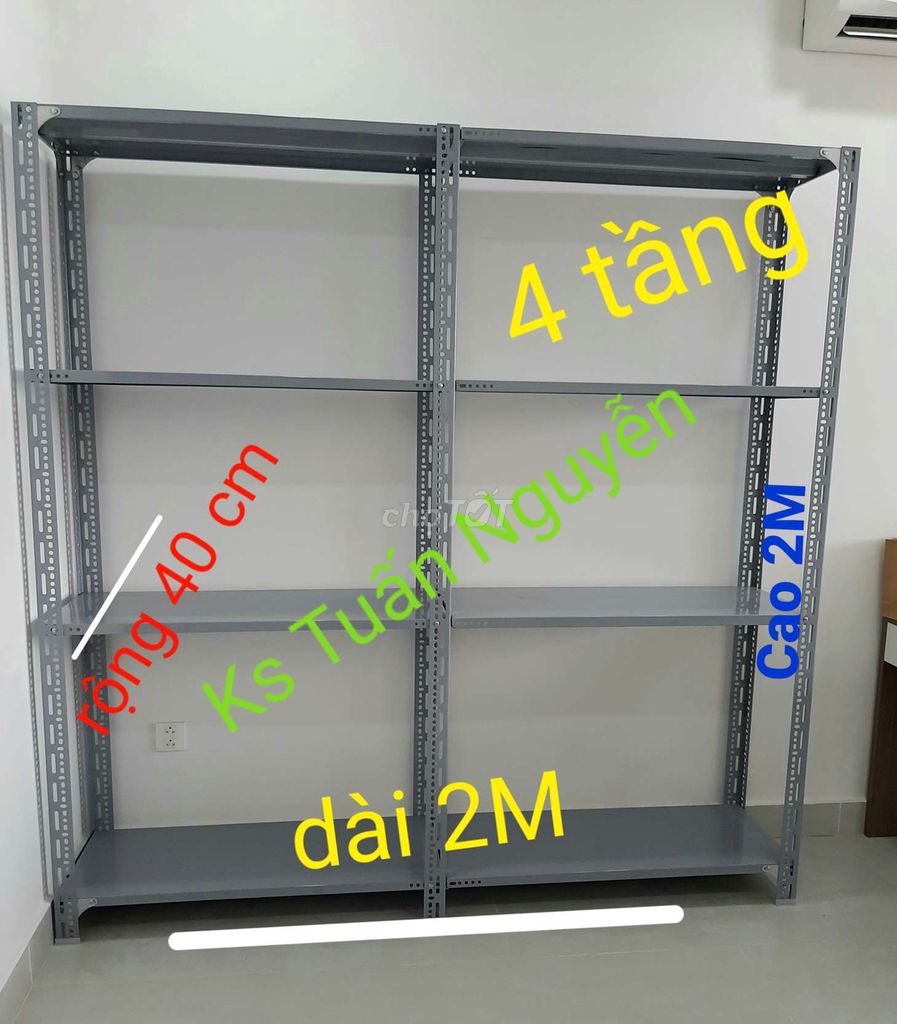 Kệ đôi 4 Tầng / Cao 2m × Dài 2m × R : 40 cm /Tphcm