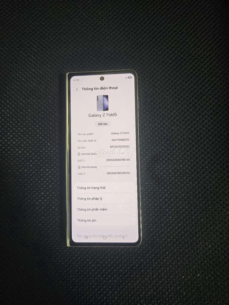 Samsung Galaxy Z Fold5 - 12/256. Mua bán Điện thoại tại Huyện Bàu Bàng Bình Dương được đăng bởi Atuan hình 1