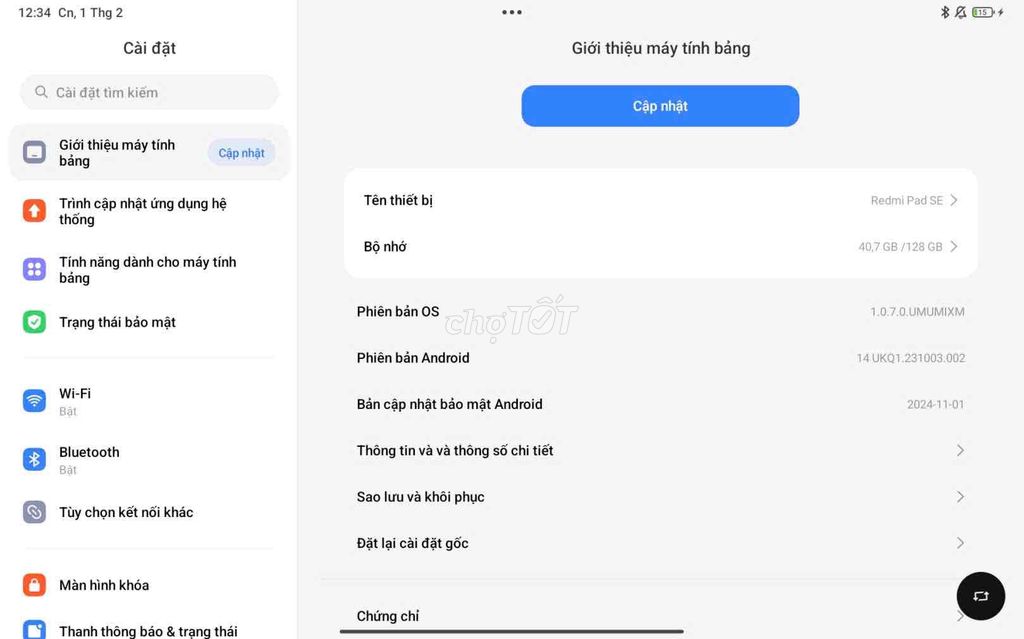 Cần bán lại Redmi pad SE 128gb. Mua bán Máy tính bảng tại Quận Bình Tân Tp Hồ Chí Minh được đăng bởi Sanji Trương hình 1