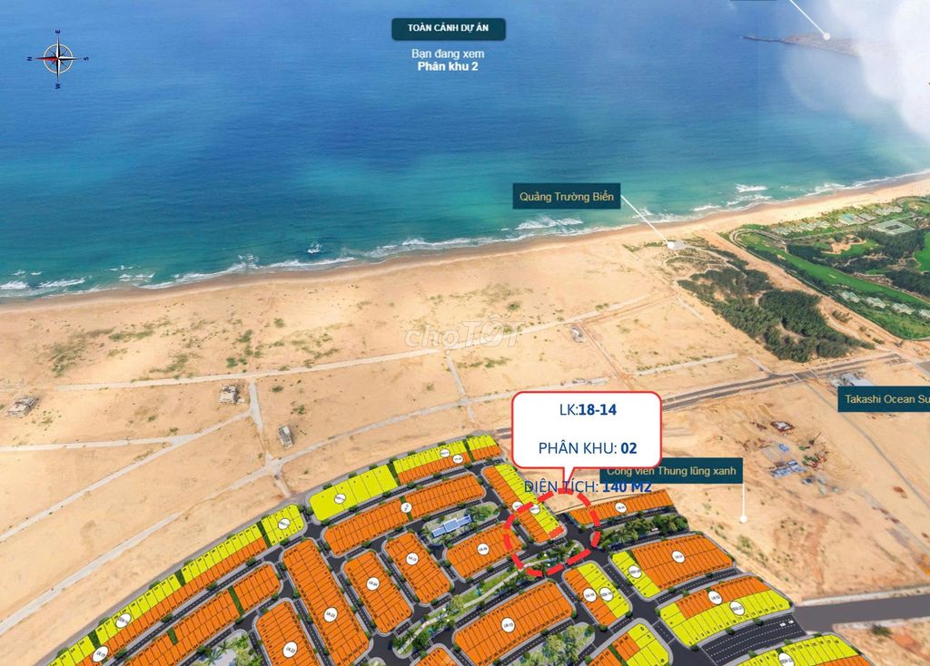 Bán nền đất sát biển 140M2, PK 2, KDL Sinh thái Nhơn Hội, TP Quy Nhơn
